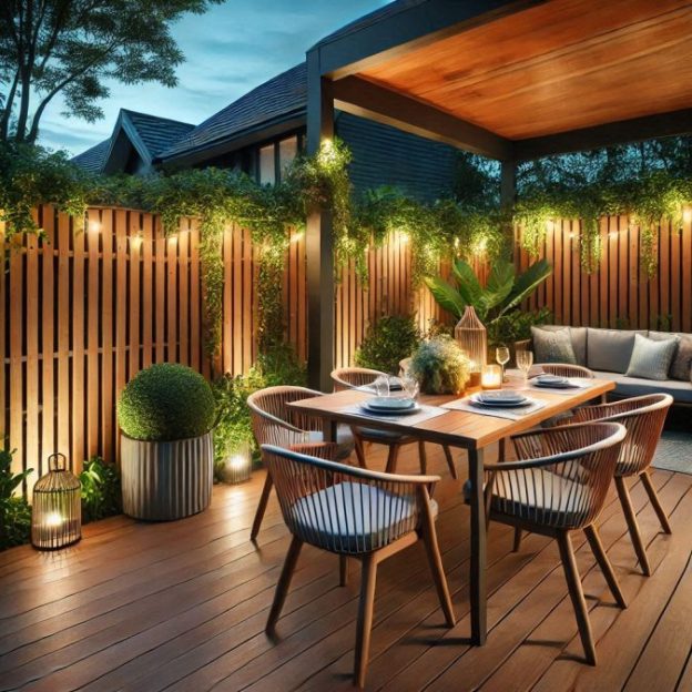 fenced outdoor dining
