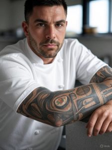 chef with a sleeve tattoo